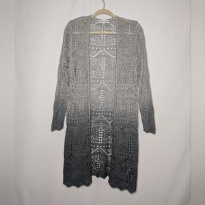 Knox Rose Womens Gray Ombre Witchy Whimsigoth Duster Open Front Cardigan XS